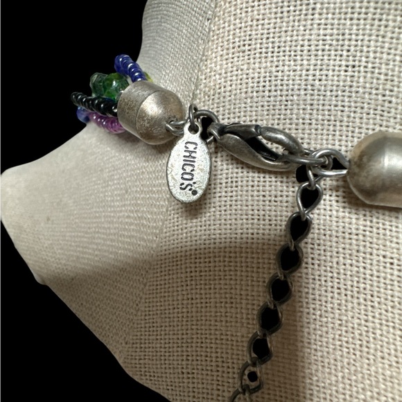 Chicos Multistrand, Multi Color Glass Beads Collar Necklace. (F-M) - Picture 4 of 5